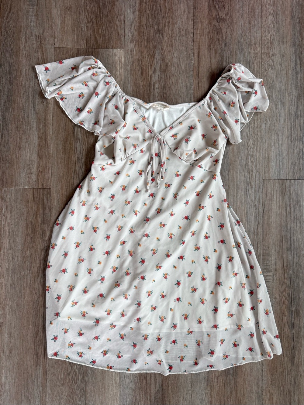 See You Monday Cream Floral Off-Shoulder Dress